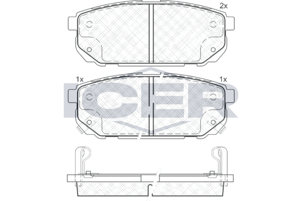Комплект гальмівних накладок, дискове гальмо, Icer 181720