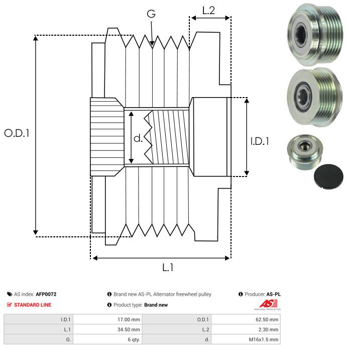 AS-PL AFP0072 Alternator Freewheel Clutch