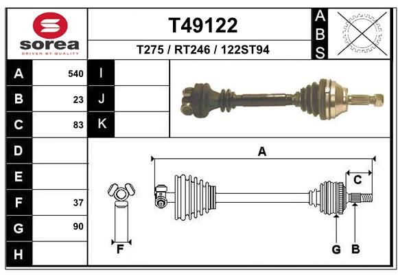 EAI hajtótengely T49122