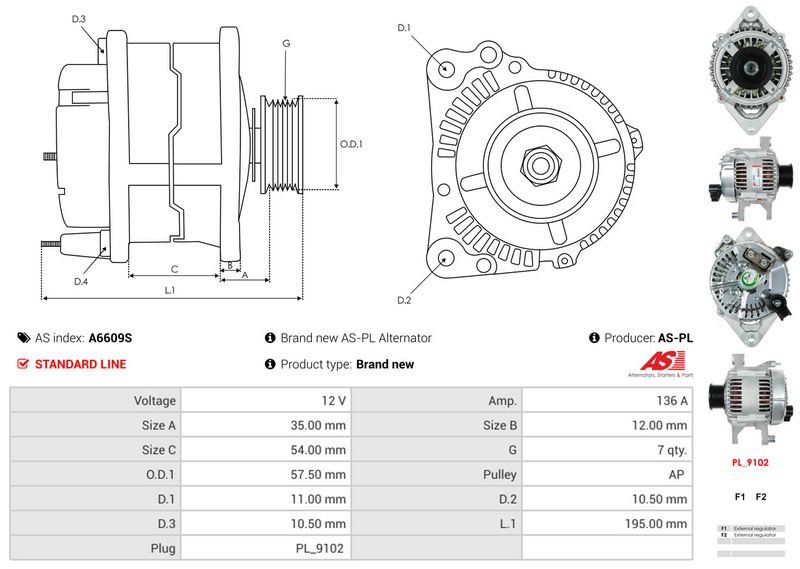 AS-PL A6609S Alternator