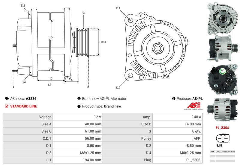 AS-PL A3286 Alternator