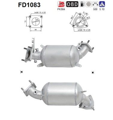 AS FD1083 Suodžių / kietųjų dalelių filtras, išmetimo sistema