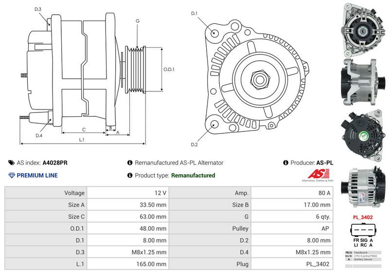 AS-PL A4028PR Alternator