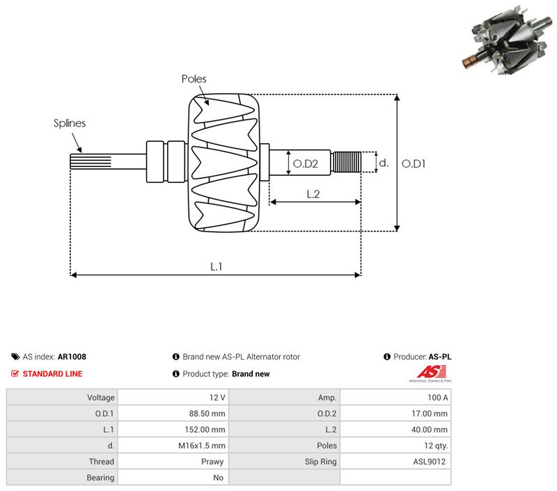 rootor, generaator, AS-PL AR1008