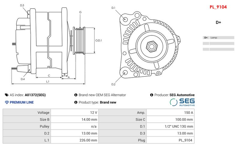 Brand new OEM SEG Alternator