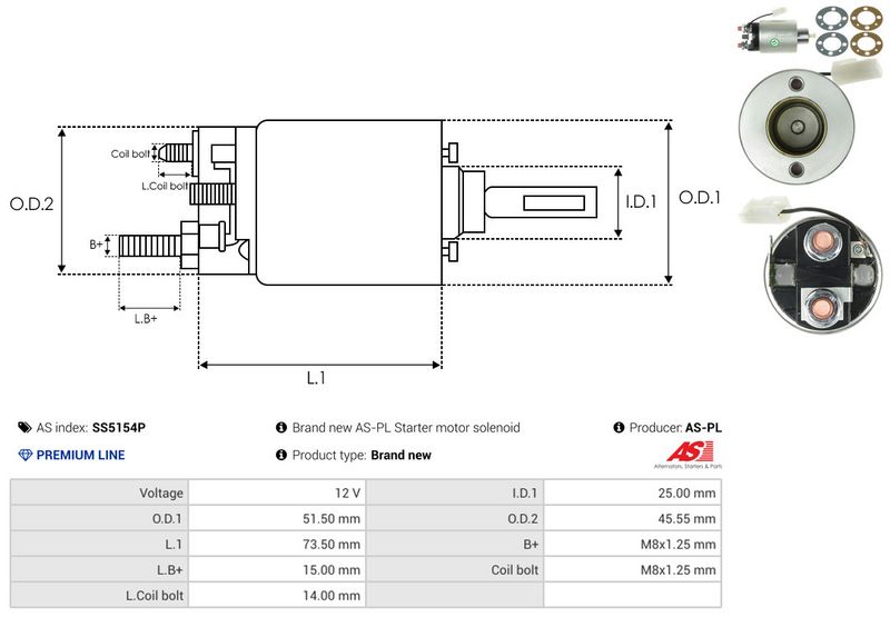 AS-PL SS5154P Solenoid Switch, starter