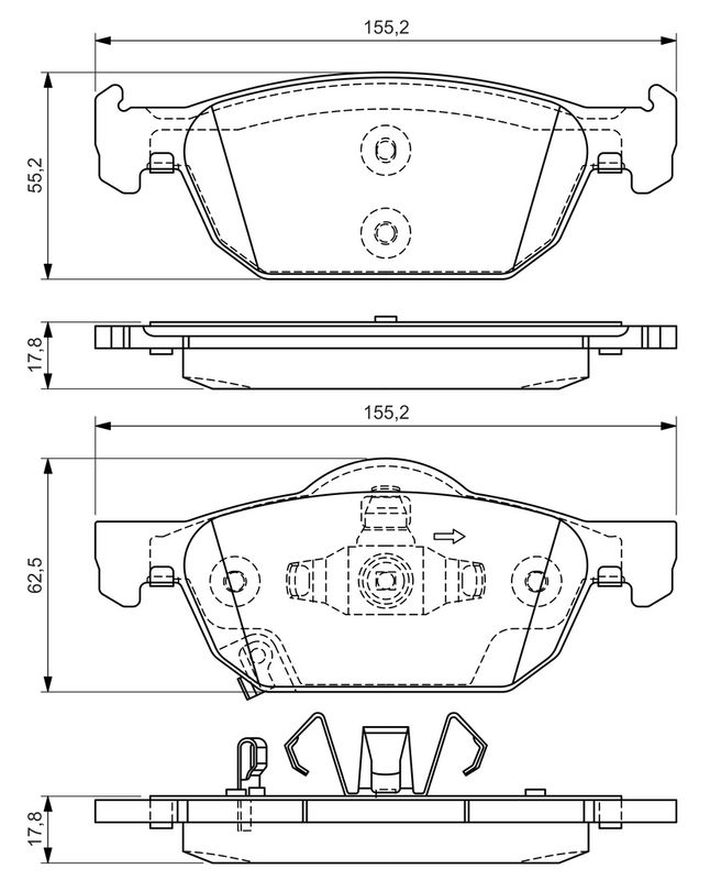 Piduriklotsi komplekt, ketaspidur, BOSCH 0 986 494 383