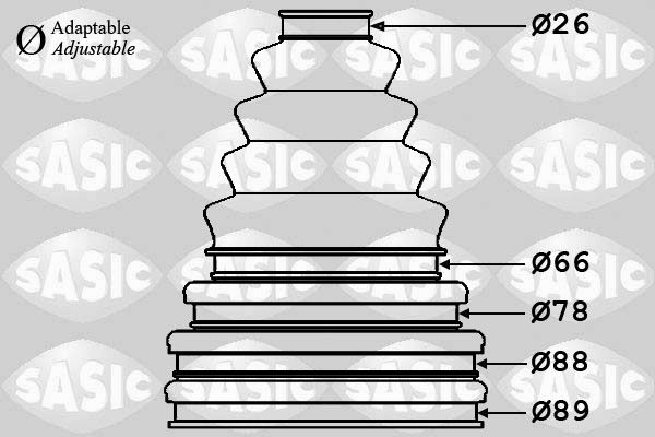 Гофрований кожух, приводний вал, Sasic 1900001