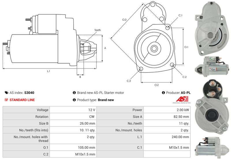Starter, AS-PL S3040