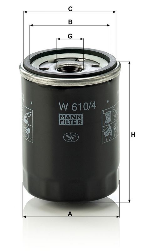Õlifilter, MANN-FILTER W 610, 4