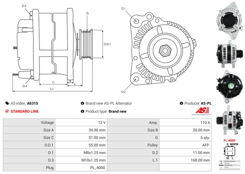 AS-PL A6315 Alternator
