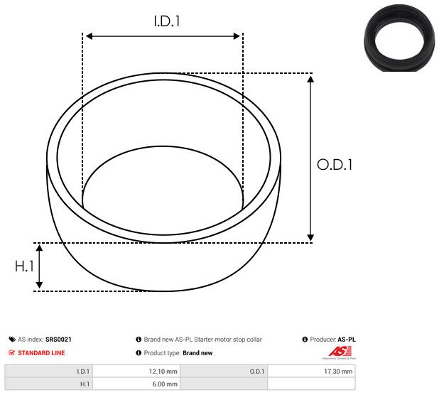Remondikomplekt, Starter, AS-PL SRS0021
