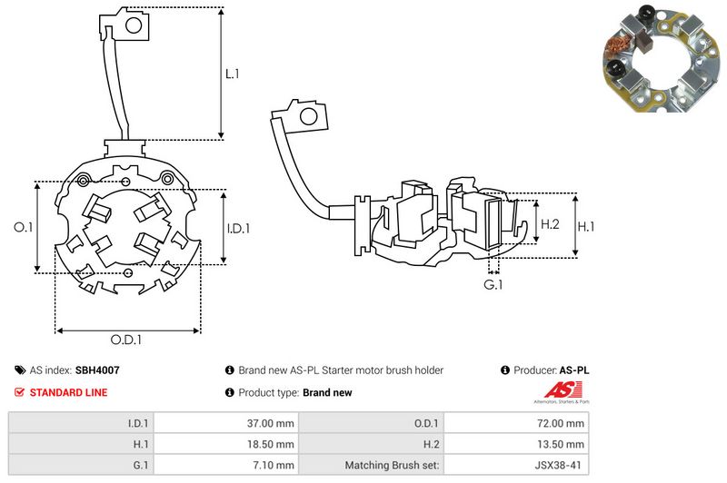 Kinnitus, süsinikuharjad, AS-PL SBH4007