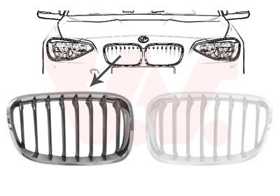 Новая решетка ноздра хром передняя правая BMW F20/F21 - 0633512