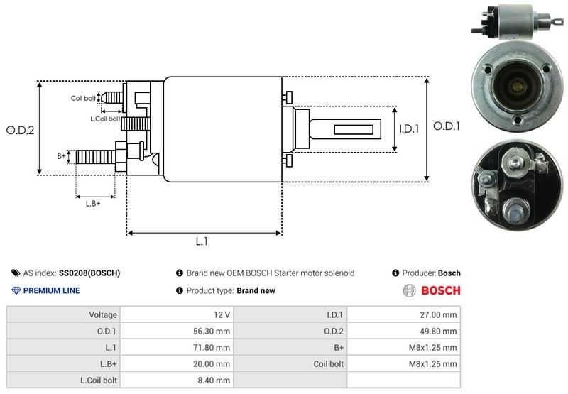 AS-PL SS0208(BOSCH) Solenoid Switch, starter