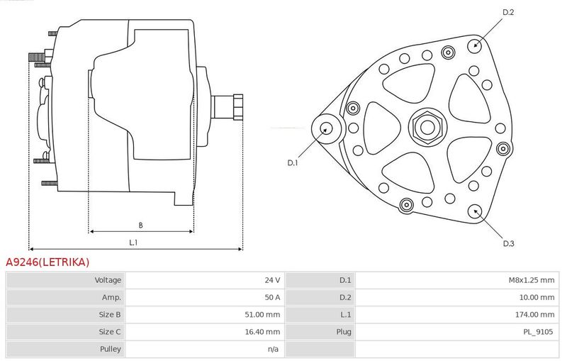 AS-PL A9246(LETRIKA) Alternator