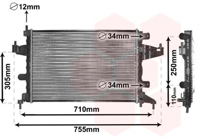 Радіатор, система охолодження двигуна, Van Wezel 37002303