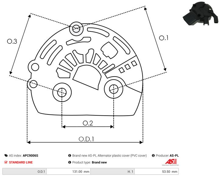 AS-PL APC9006S Protective Cap, alternator