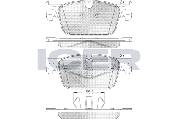 Комплект гальмівних накладок, дискове гальмо, Icer 182276