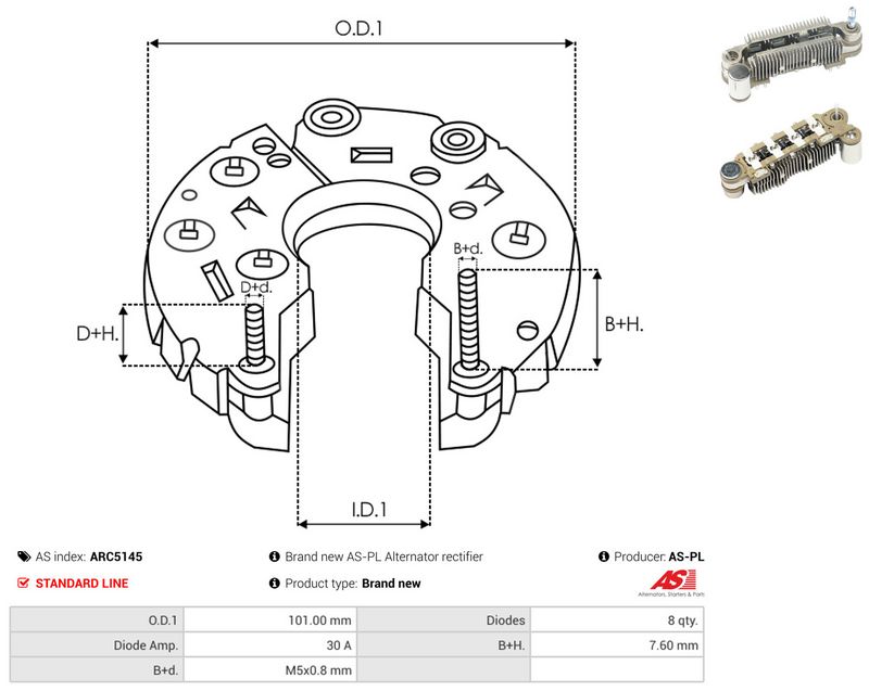 AS-PL ARC5145 Rectifier, alternator