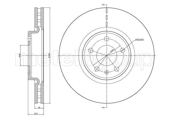 Тормозной диск METELLI 231249C передний, 320mm AUDI A4, A5, A6, A7, Q5 07-