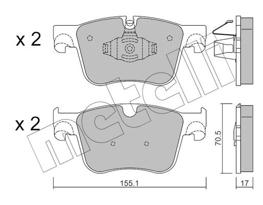 Комплект гальмівних накладок, дискове гальмо, Metelli 22-0985-1