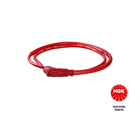 Bougie pijp, hoek: 90°, Kort, bougie draad: 10/12/14mm, aansluiting: draad, materiaal behuizing: Rubber, kleur bougiedop: rood, draad kleur: rood, spoel draad lengte: 100cm