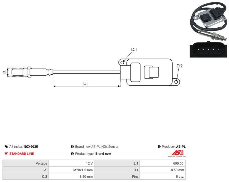 NOx-sensor, karbamiidipritse, AS-PL NOX9035
