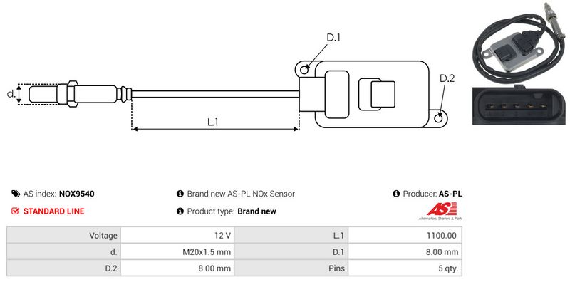 AS-PL NOX9540 NOx Sensor, urea injection