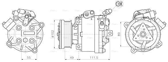 Компрессор кондиционера MITSUBISHI ASX/LANCER (2007)-(AVA)