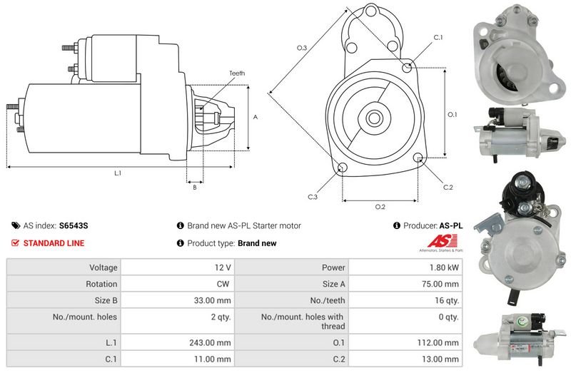 AS-PL S6543S Starteris