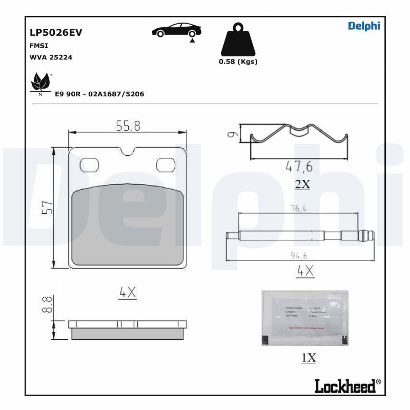 DELPHI fékbetétkészlet, rögzítőfék LP5026EV