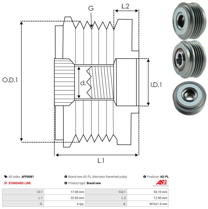 AS-PL AFP0081 Alternator Freewheel Clutch