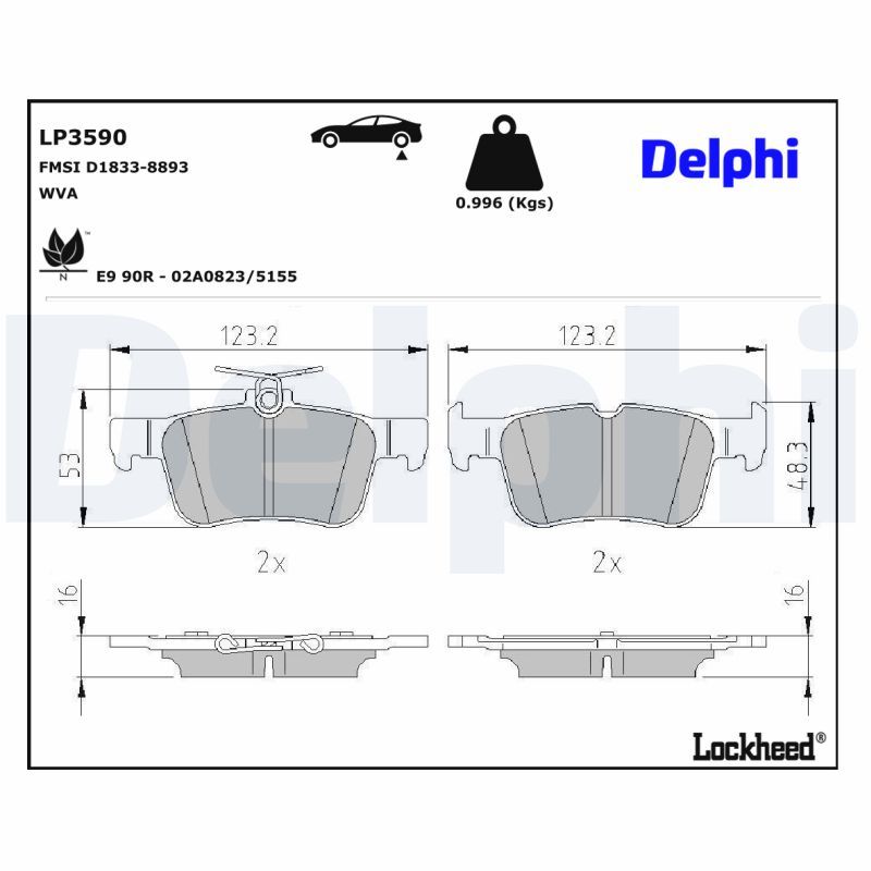 DELPHI LP3590 Brake Pad Set, disc brake