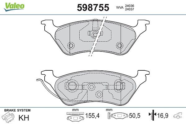 комплект спирачно феродо, дискови спирачки VALEO