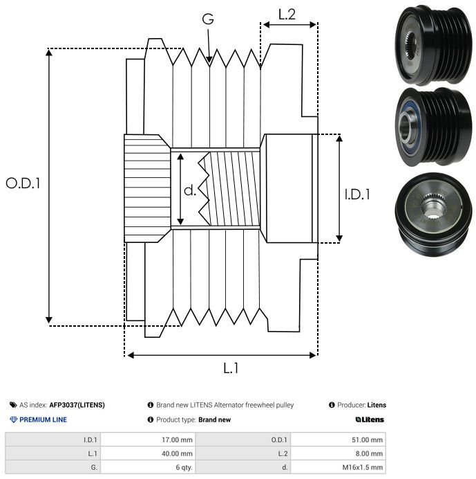 AS-PL AFP3037(LITENS) Alternator Freewheel Clutch