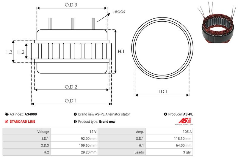Staator, generaator, AS-PL AS4008