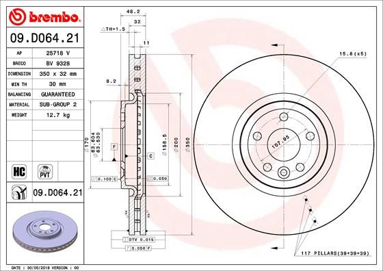 BREMBO Remschijf 09.D064.21