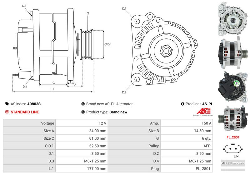 AS-PL A0803S Alternator
