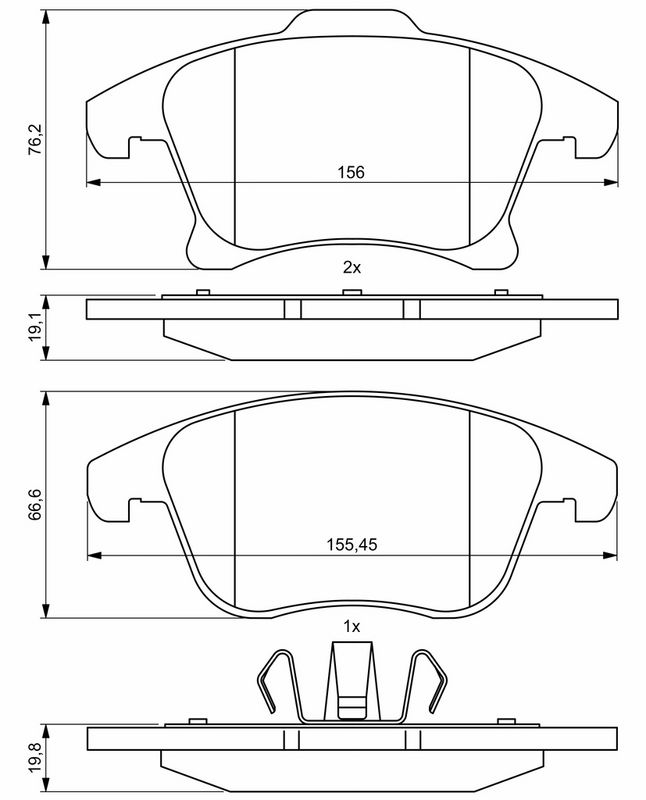 Piduriklotsi komplekt, ketaspidur, BOSCH 0 986 494 837