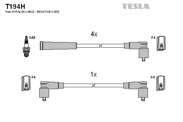 Комплект проводів високої напруги, Tesla T194H