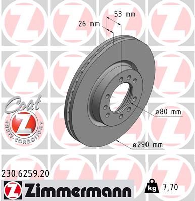 Гальмівний диск, Zimmermann 230.6259.20