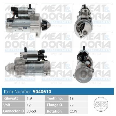 MEAT & DORIA Startmotor / Starter 5040610