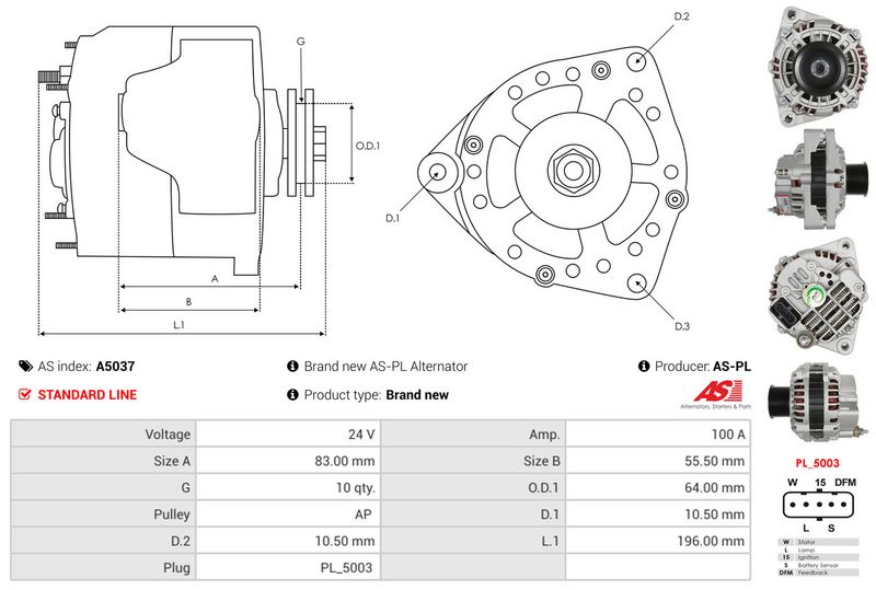 AS-PL A5037 Alternator