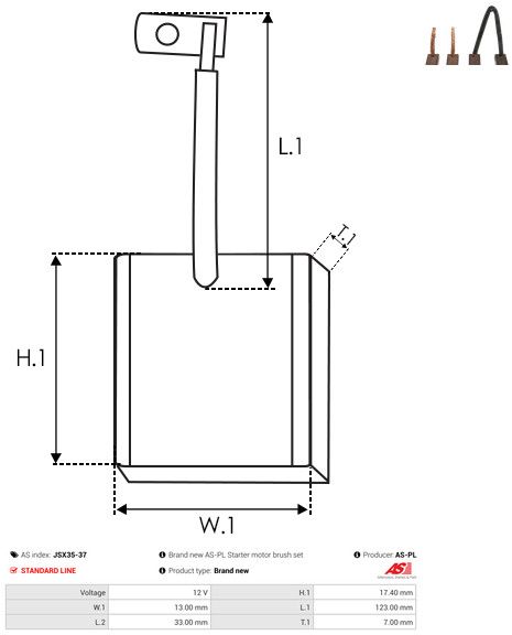 AS-PL JSX35-37 Carbon Brush, starter