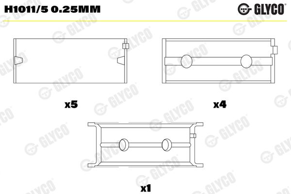 Вкладиш колінвалу GLYCO H10115025MM