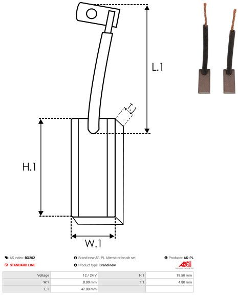 AS-PL BX202 Carbon Brush, alternator