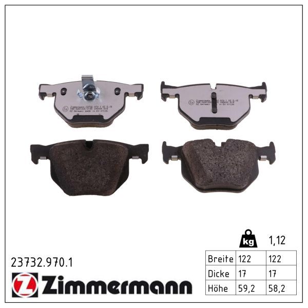 комплект спирачно феродо, дискови спирачки ZIMMERMANN