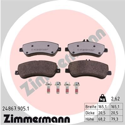 Комплект гальмівних накладок, дискове гальмо, Zimmermann 24867.905.1