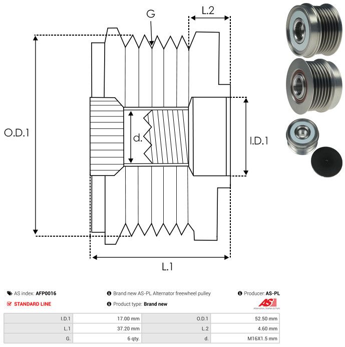 AS-PL AFP0016 Alternator Freewheel Clutch
